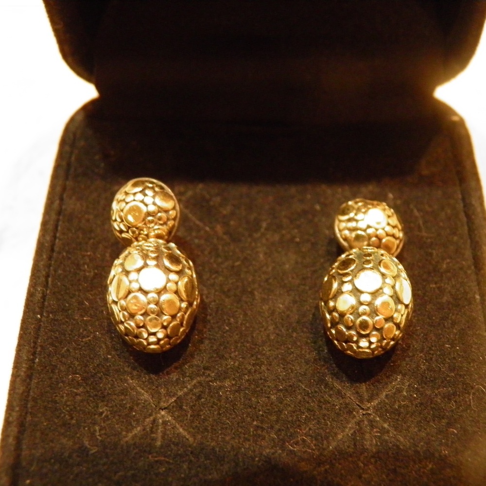 John Hardy 18K Gold Dot Dangle Earrings